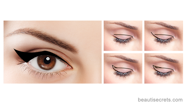 Winged eyeliner for downturned eyes