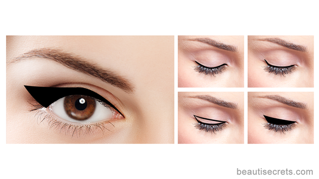 Winged eyeliner for hooded eyes