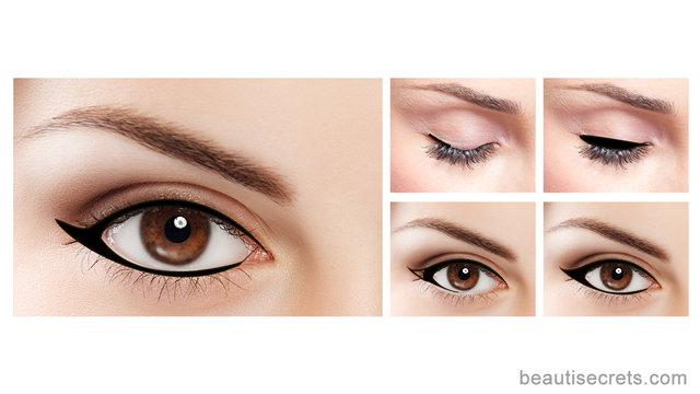 Winged eyeliner for protruding eyes