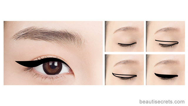 Winged eyeliner for monolids