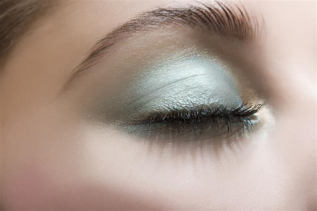 Woman Wearing Blue Eyeshadow