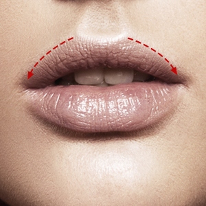 Apply lip liner over upper lip