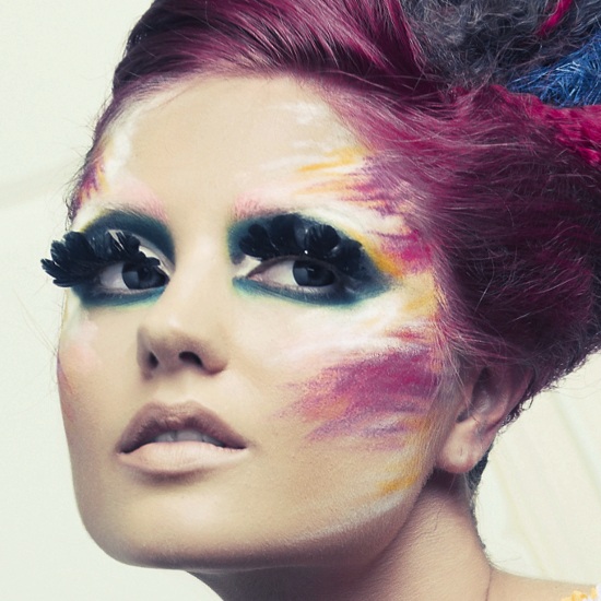 Avant-garde Eye Makeup with Black Feather Lashes