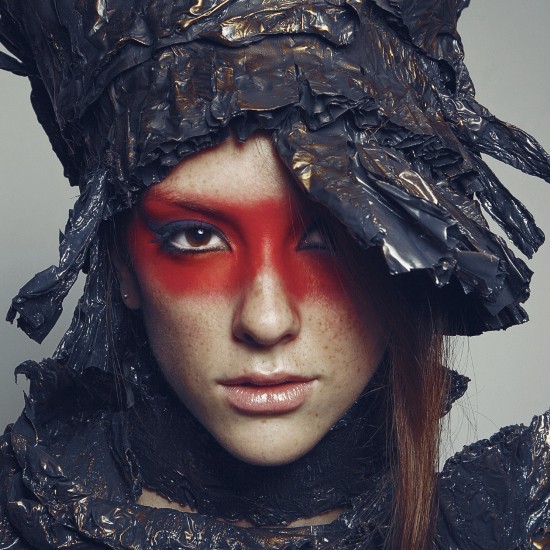 Avant-garde Eye Makeup with Orange and Red Eyeshadow