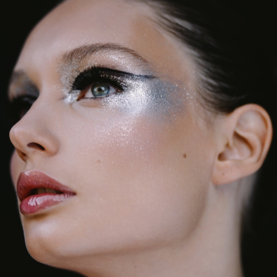 Avant-garde Eye Makeup with Silver Eyeshadow