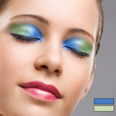 Palatinate Blue and Green eyeshadow