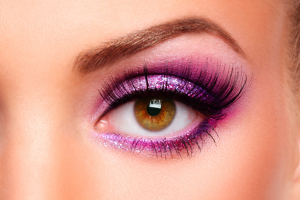 Glitter purple makeup amber eyes
