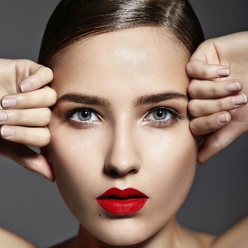 Woman with red lipstick