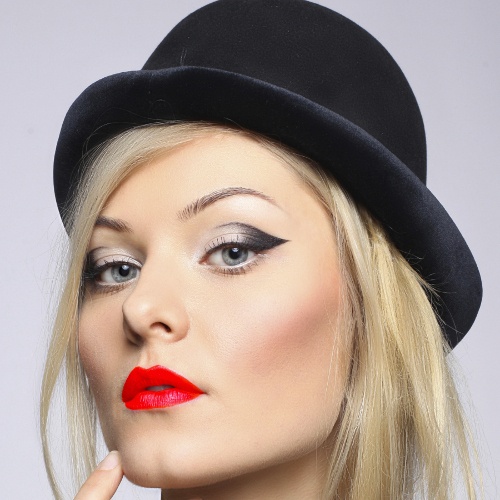 Woman with red lipstick