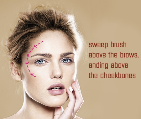 Highlight Above Eyebrows and Cheekbones