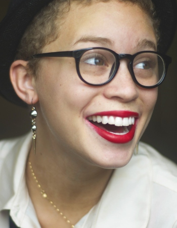 Hipster Woman with Bold Red Lips