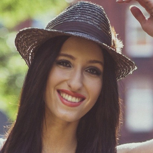 Hipster Woman with Bright Pink Lips