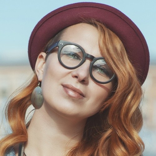 Hipster Woman with Brown Lips and Eyes