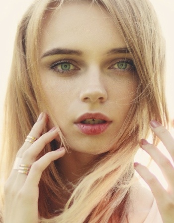 Hipster Woman with Natural Red Lips