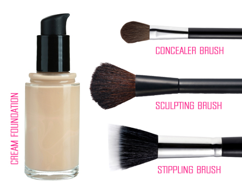 Kabuki brush for applying cream foundation