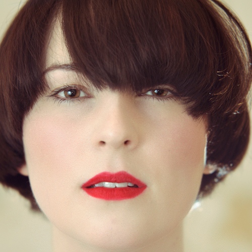Woman with red lipstick