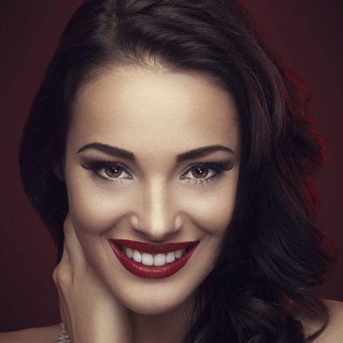 Woman with red lipstick