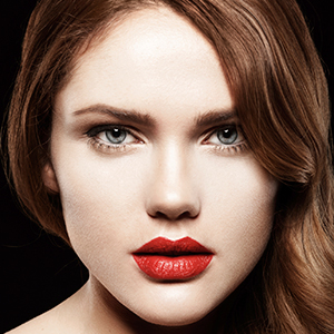 Woman with red lipstick