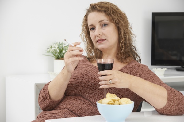 Woman with Unhealthy Lifestyle