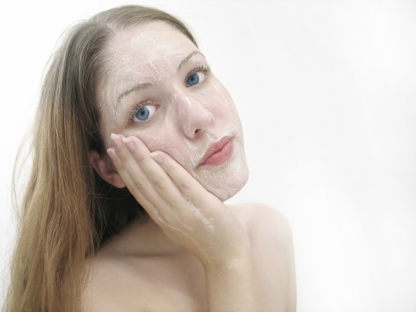 Woman washing face