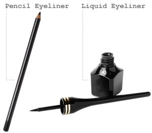 Black eyeliner and pencil